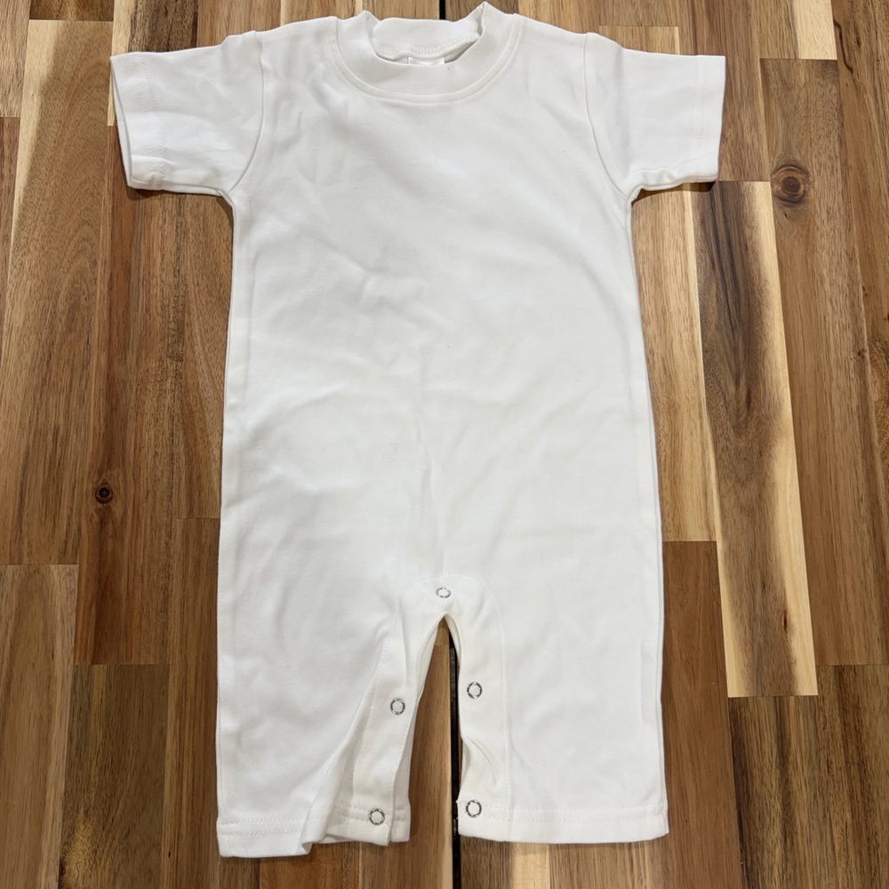 100% Cotton Monag Kids White Short Sleeve Romper One Piece 12–18M